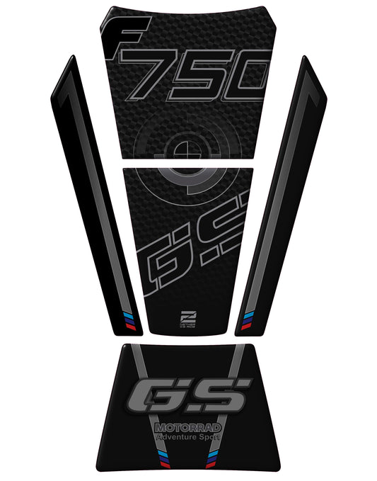 BMW F 750 GS Black Carbon Fibre Motor Bike Tank Pad / Protector
