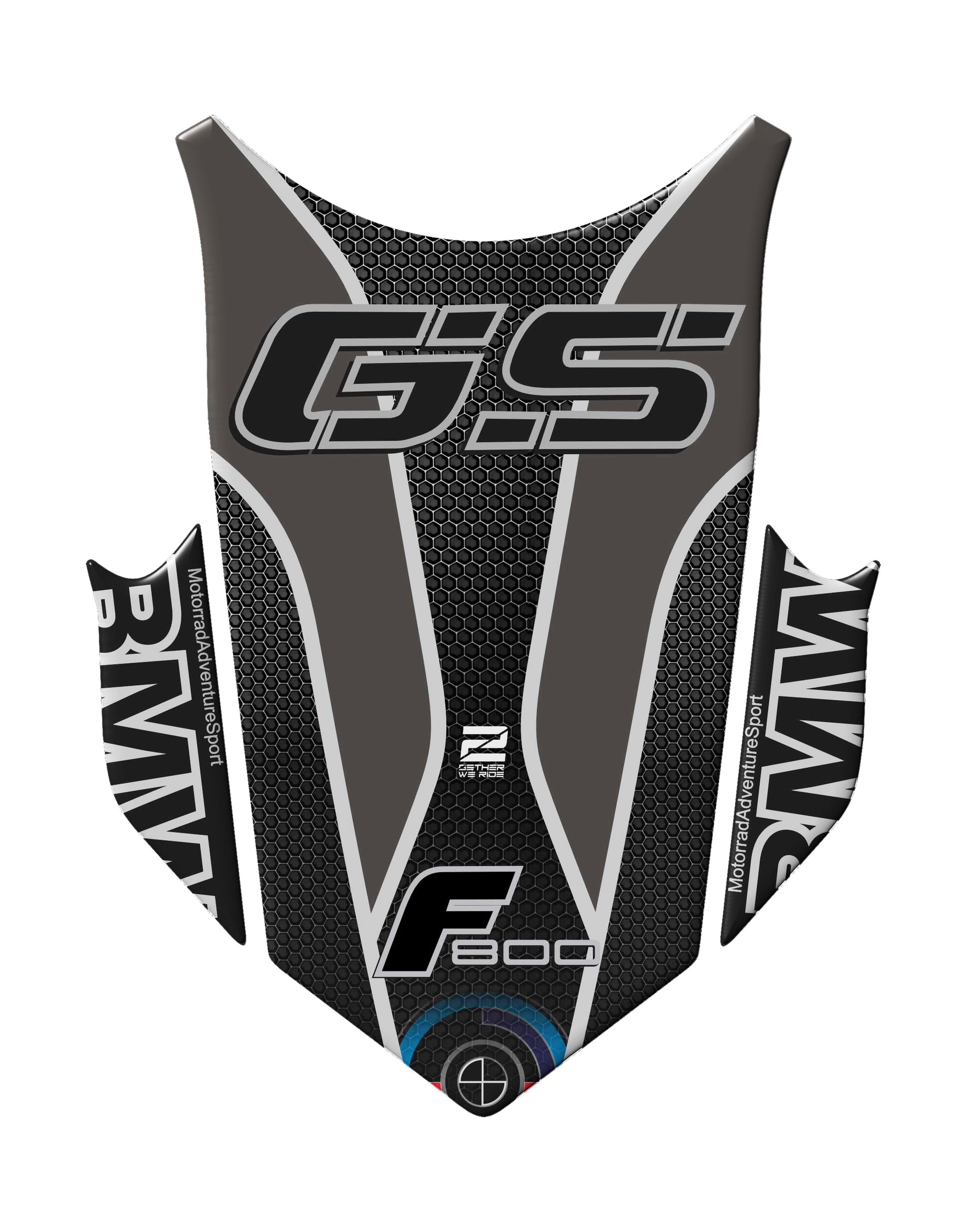 BMW F 800 GS Black and Grey Motor Bike Tank Pad / Protector 2013 - 2017