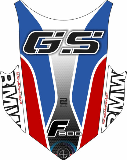 BMW F 800 GS Red, White and Blue Motor Bike Tank Pad / Protector 2013 - 2017