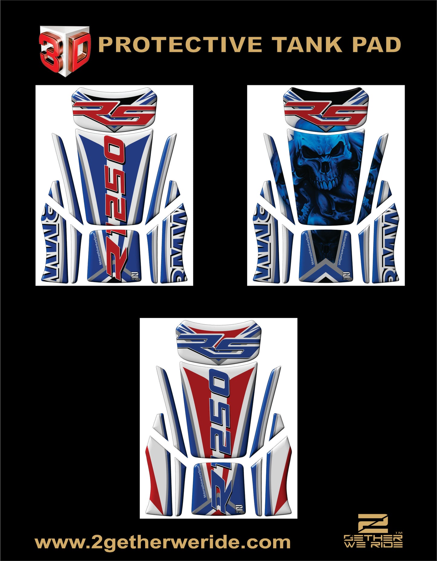 BMW R 1250 RS Blue&nbsp; Motor Bike Tank Pad / Protector 2023 - 2024