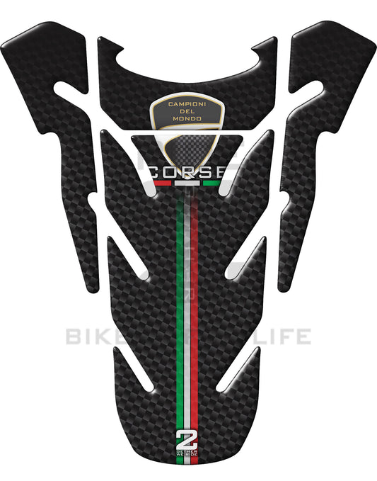 Ducati Carbon Fibre Black  Motor Bike Tank Pad Protector. A Universal Fit Ducati Tank Pad.