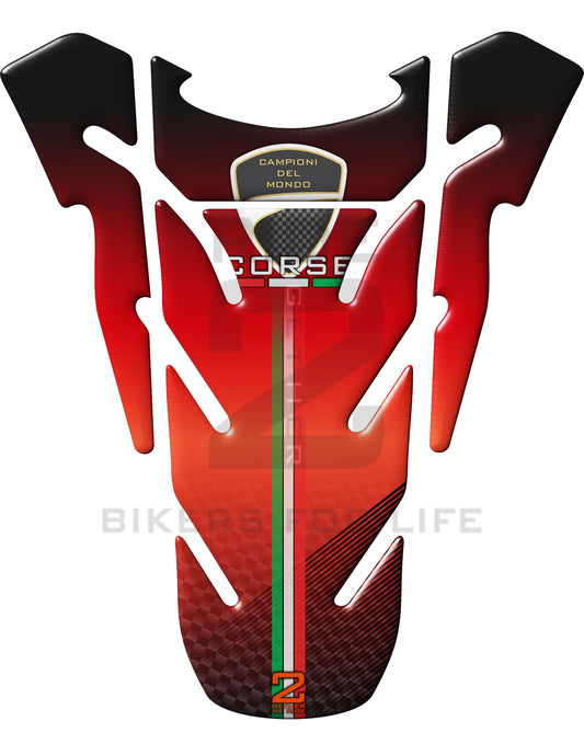 Ducati Red, Black and CArbon Fibre  Motor Bike Tank Pad Protector. A Universal Fit Ducati Tank Pad.