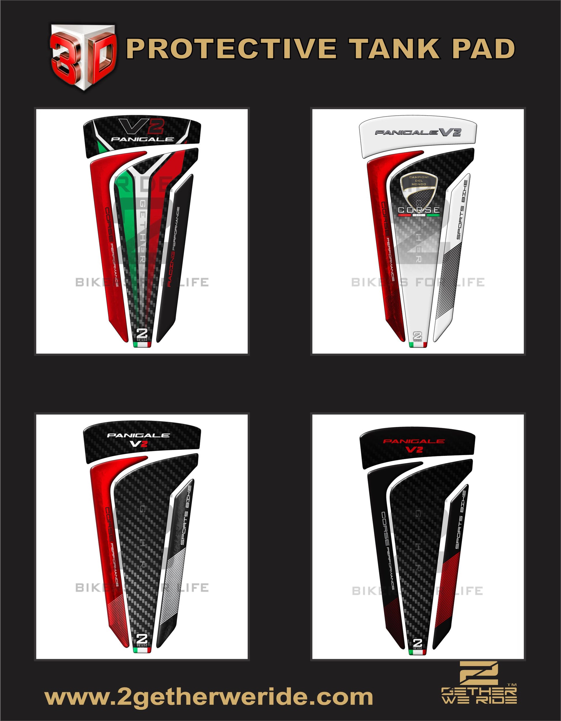 Ducati Panigale V2 Black, Red and Multi Colour Motor Bike Tank Pad Protector 2019 -2023