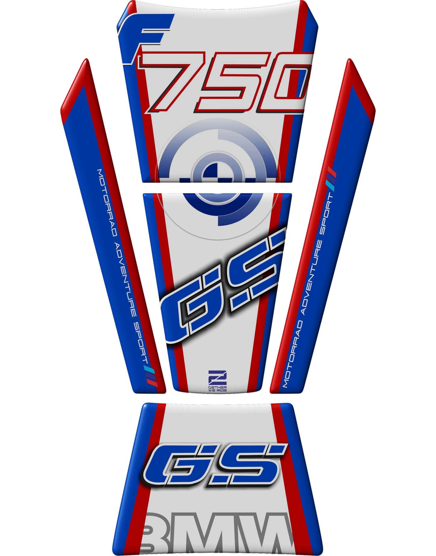 BMW F 750 GS Motor Bike Tank Pad Protector.  Red and Black BMW  Motor Bike Tank Pad / Protector.
