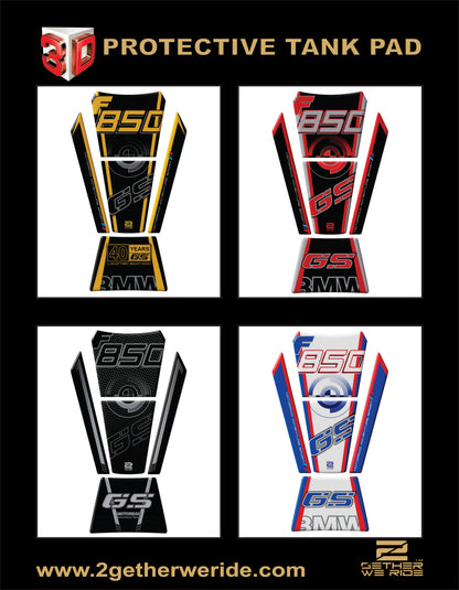 BMW F 850 GS Motor Bike Tank Pad. Red, White and Blue Motor Bike Tank Pad / Protector