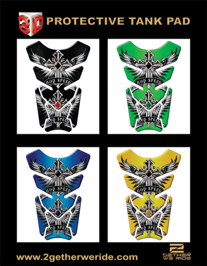 Motor Bike Tank Pad. Religious Range. God Speed Green. Universal Fit. Christian Motor Bike Tank Pad.