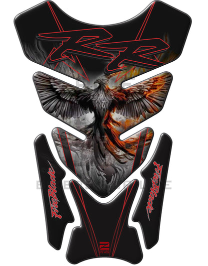 Motor Bike Tank Pad- Honda CBR Fireblade RR. Black with Fiery Phoenix. Protective Tank Pad. Universal Fit.