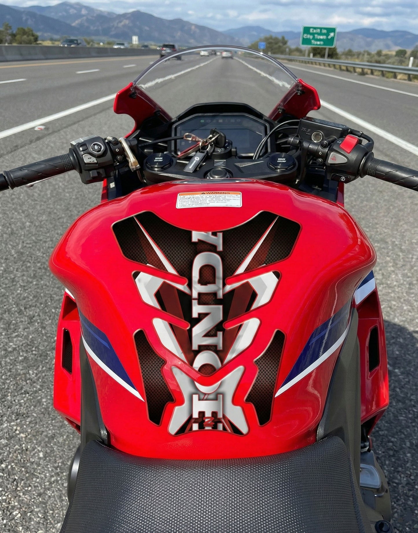 Honda Red White and Black Carbon Fibre Tank Pad Protector