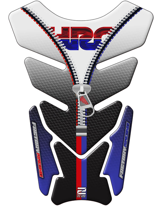 Honda HPC Motor Bike Tank Pad. White with Black Carbon Fibre universal fit Motorcycle Tank Pad Protector.
