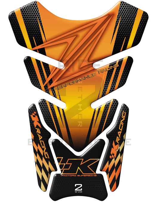 Kawasaki Z Series Orange and Black Carbon Motor Bike Tank Pad / Protector 2006 - 2022
