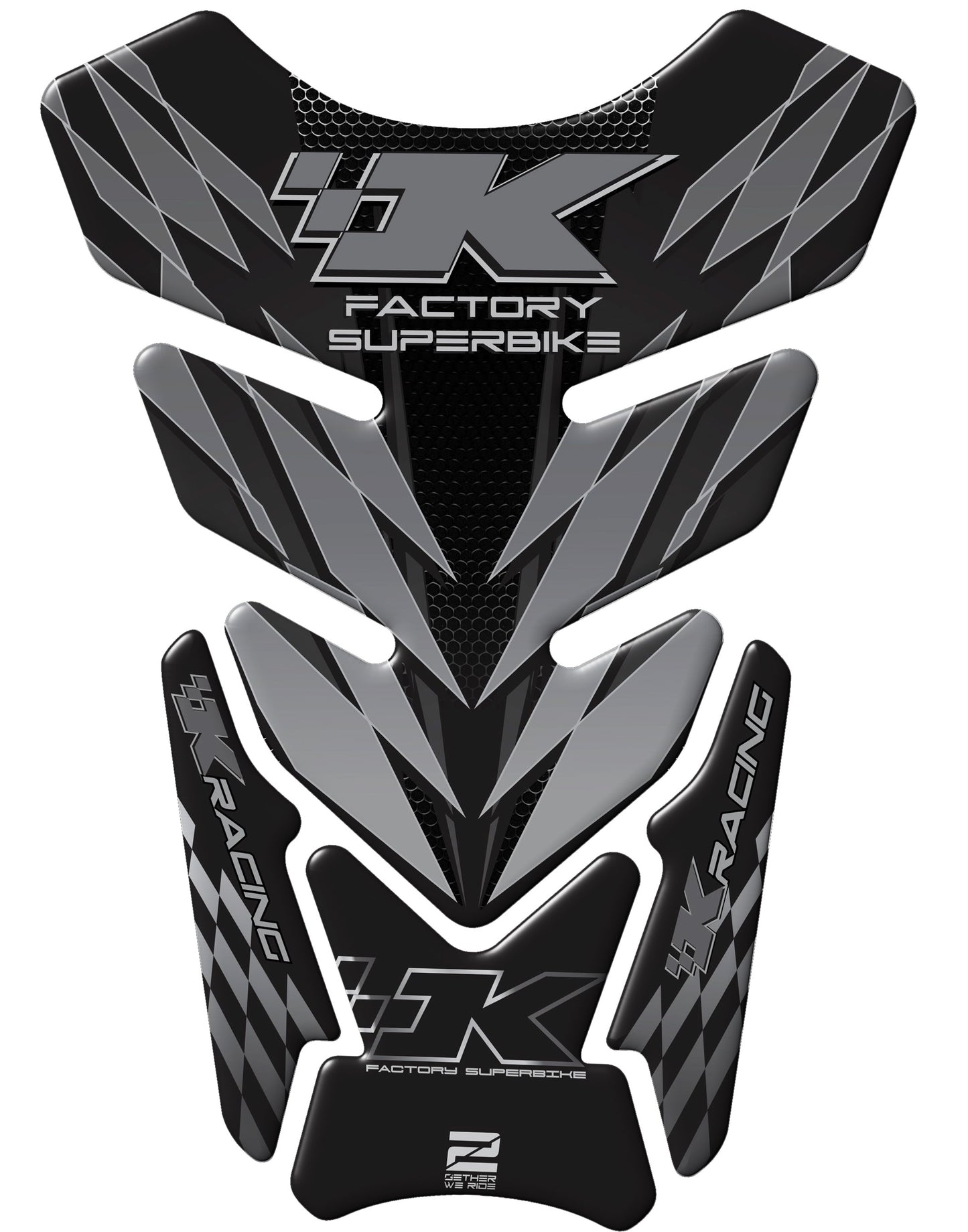 Kawasaki Factory Super Bike, Black and Silver Grey Motor Bike Tank Pad  Protector 2006 - 2022. K Racing