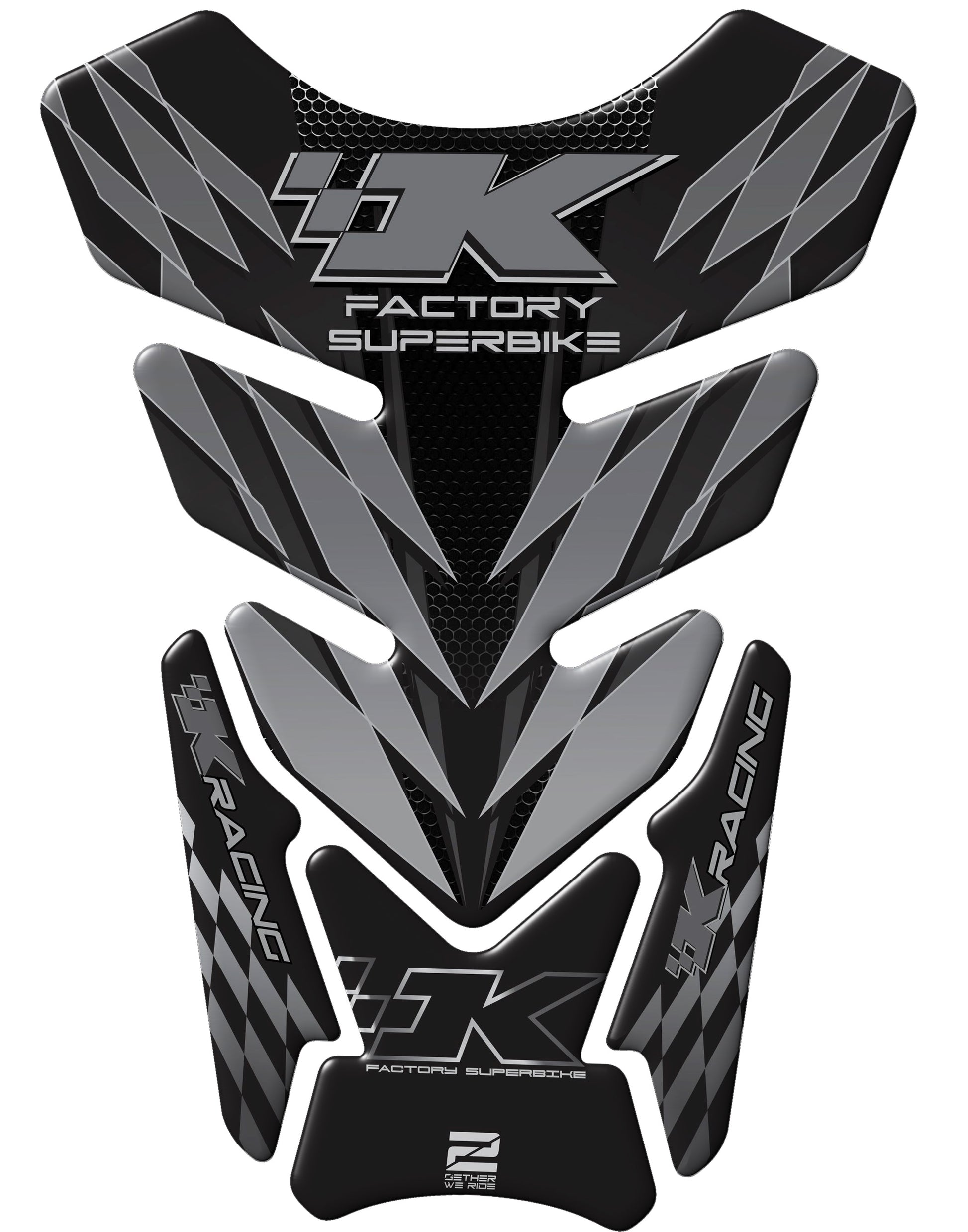 Kawasaki Factory Super Bike, Black and Silver Grey Motor Bike Tank Pad  Protector 2006 - 2022. K Racing