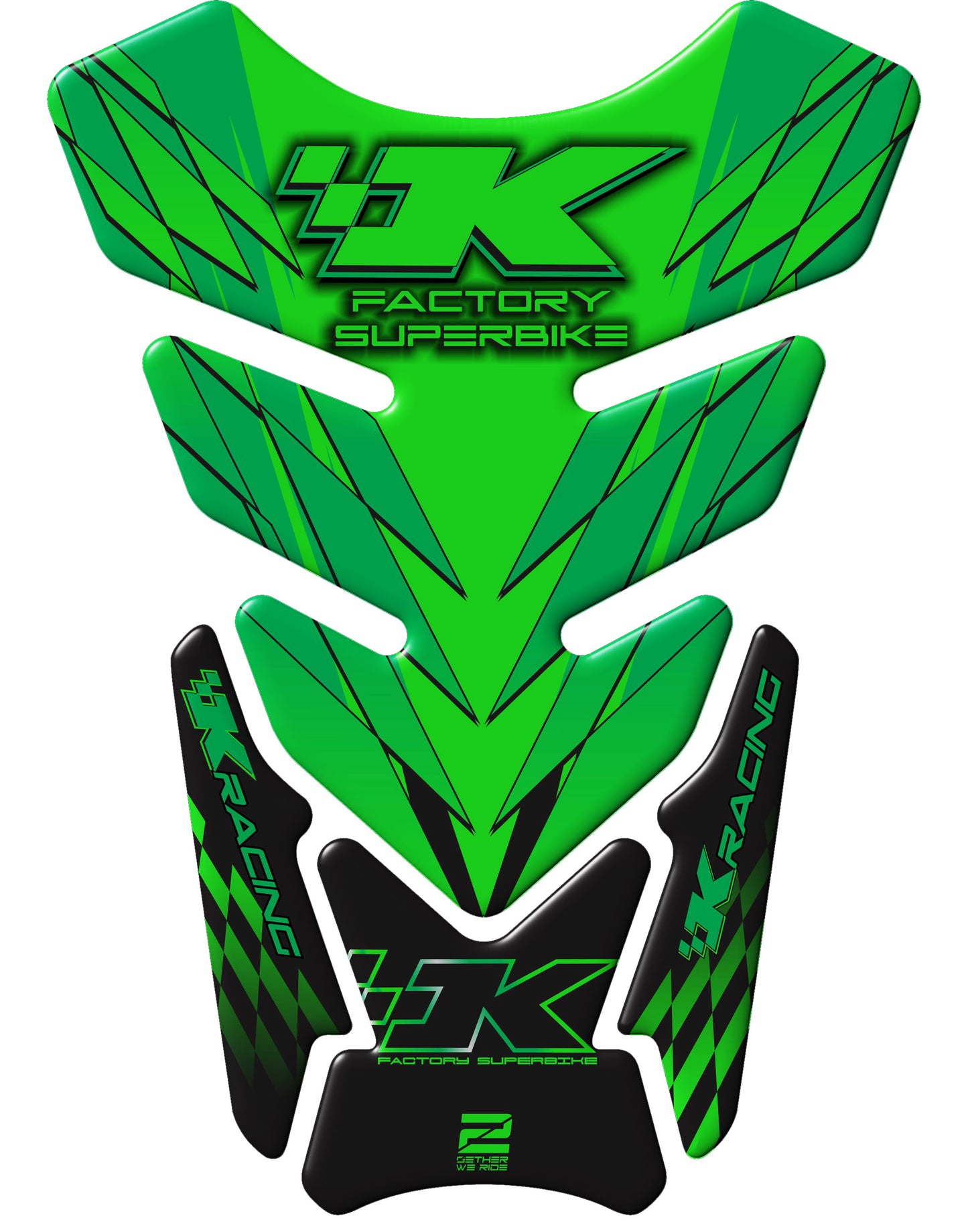 Kawasaki Factory Super Bike, Green and Black Motor Bike Tank Pad  Protector 2006 - 2022. K Racing