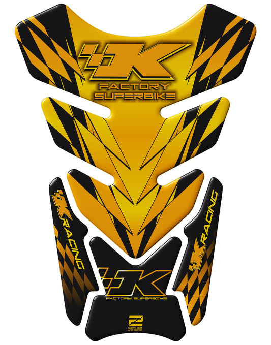 Kawasaki Factory Super Bike, Yellow and Black Motor Bike  Tank Pad  Protector 2006 - 2022. K Racing
