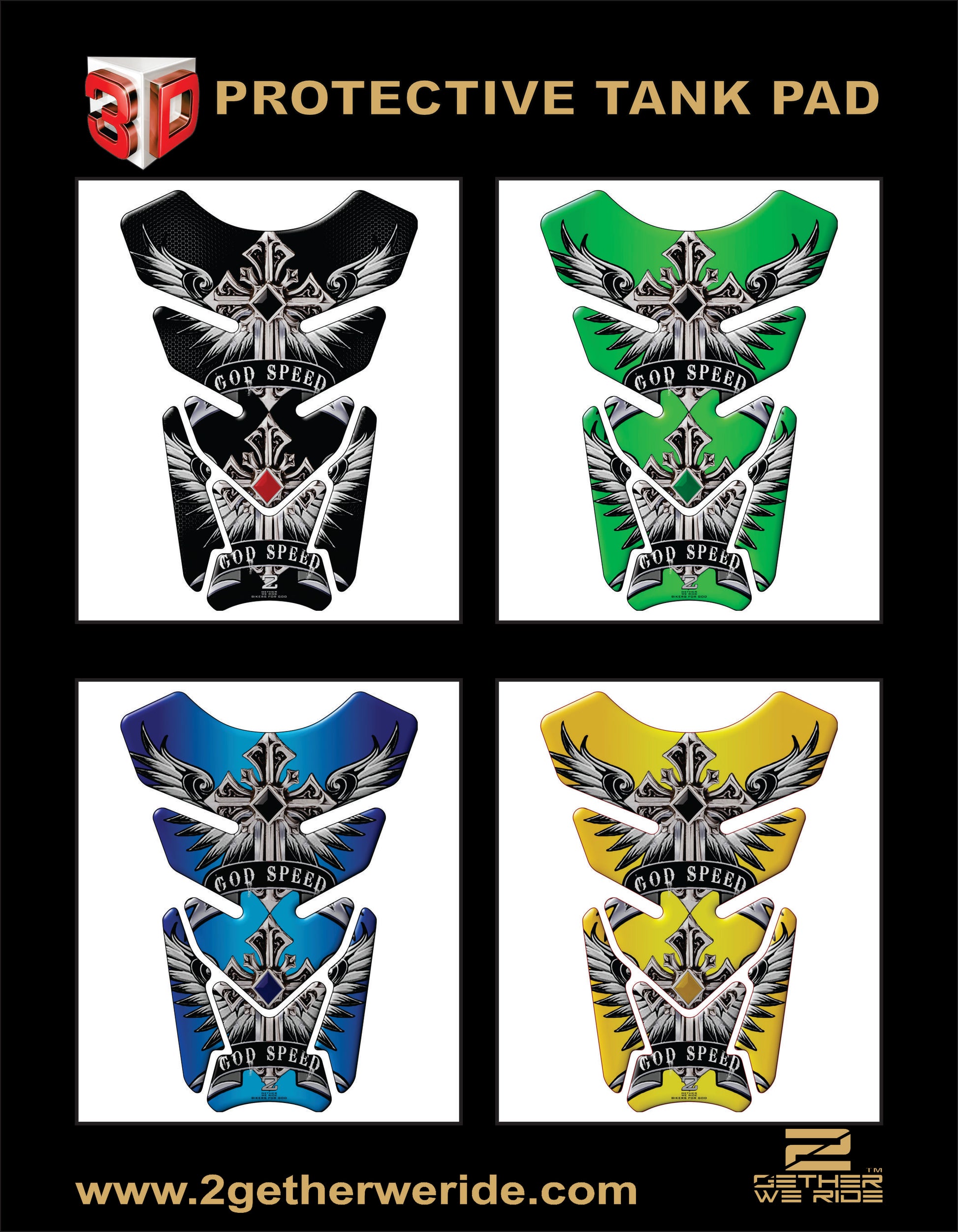 Motor Bike Tank Pad. God Speed Yellow Motor Bike Tank Pad. Universal Fit. Christian Motor Bike Tank Pad.