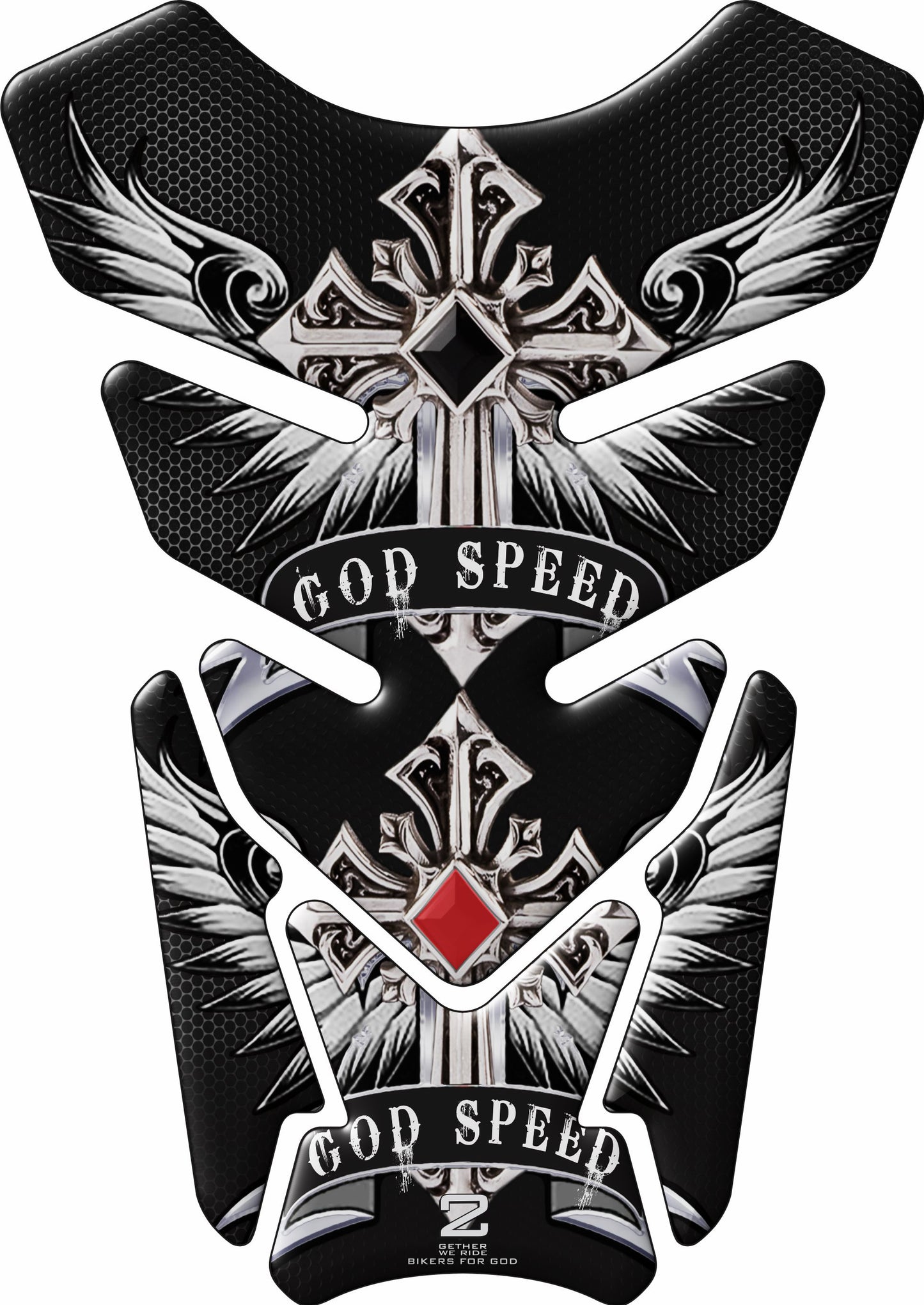 Motor Bike Tank Pad. Religious Range. God Speed Black Honey Comb. Universal Fit. Christian Motor Bike Tank Pad.