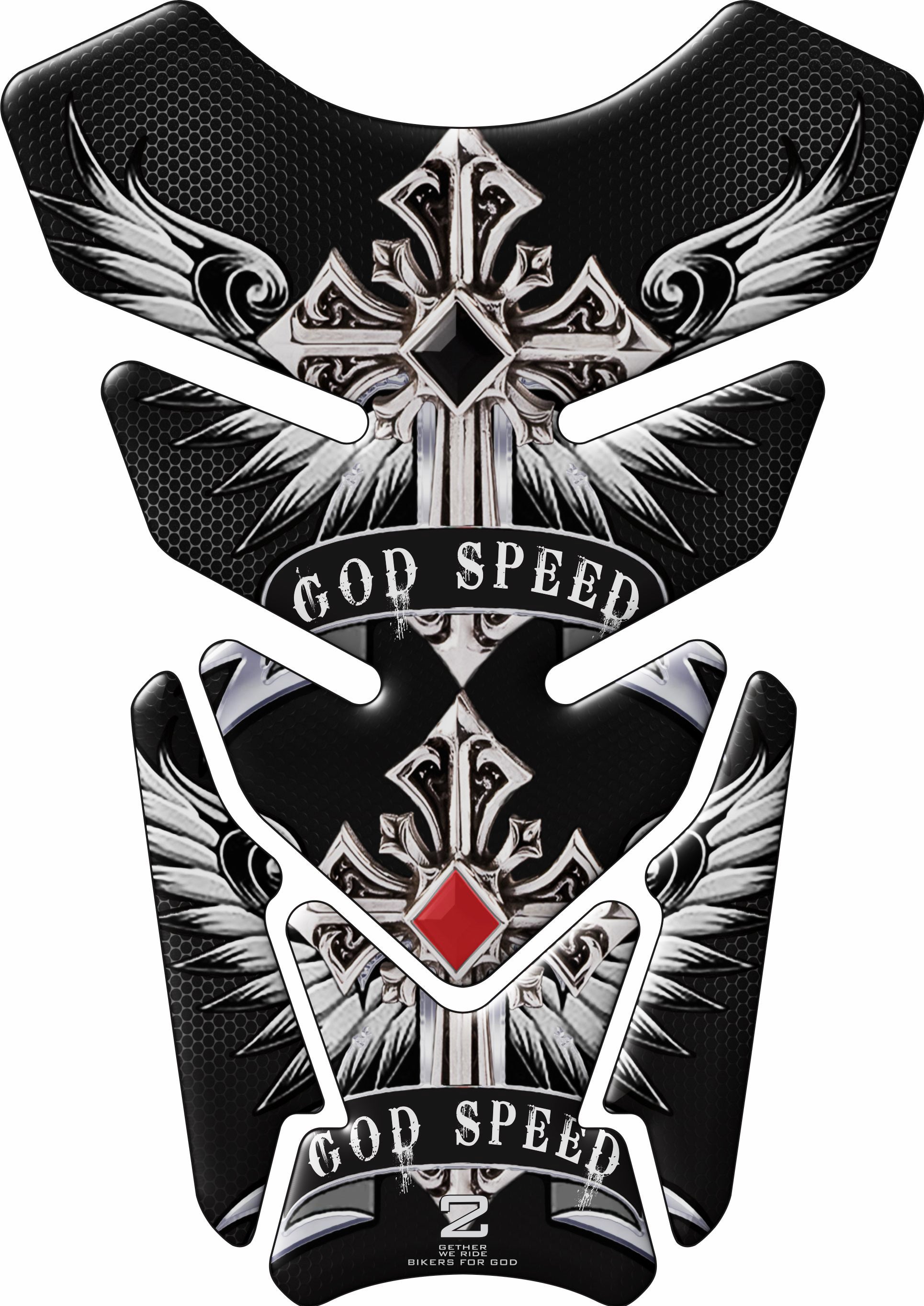 Motor Bike Tank Pad. Religious Range. God Speed Black Honey Comb. Universal Fit. Christian Motor Bike Tank Pad.
