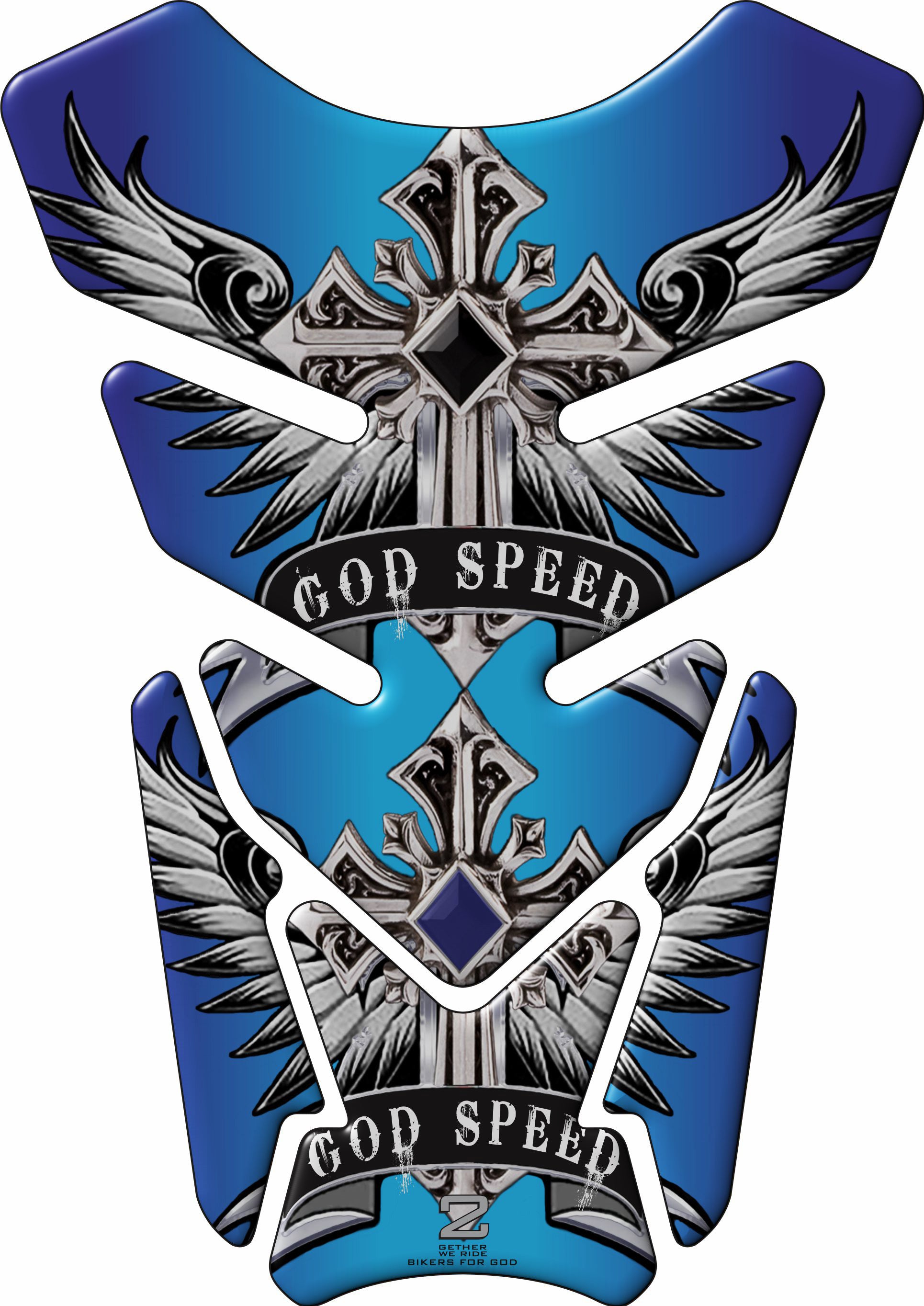 Motor Bike Tank Pad. Religious Range. God Speed Blue. Universal Fit. Christian Motor Bike Tank Pad.