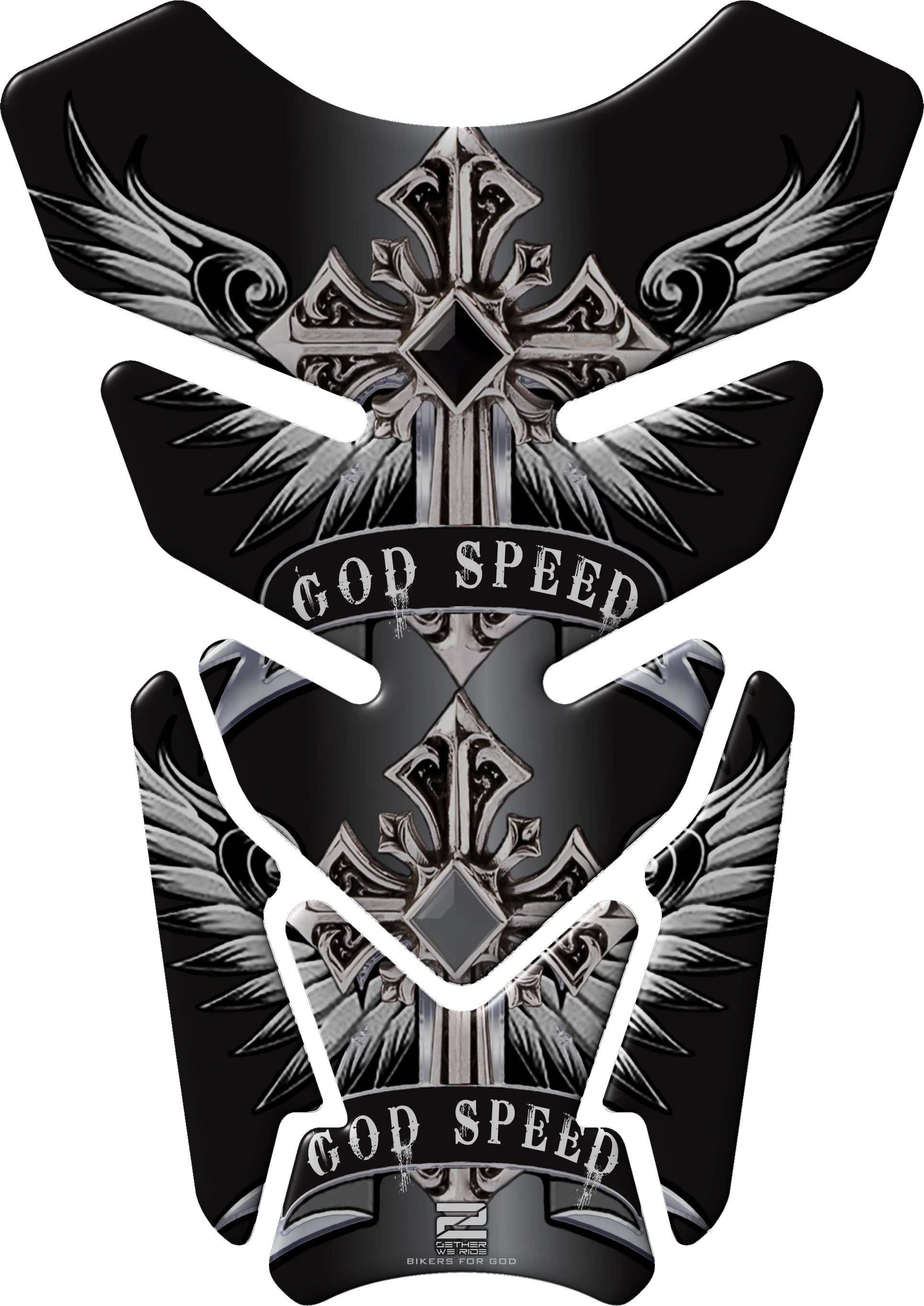 Motor Bike Tank Pad Protector. Religious Range. God Speed Black. Universal Fit. Christian Motor Bike Tank Pad.