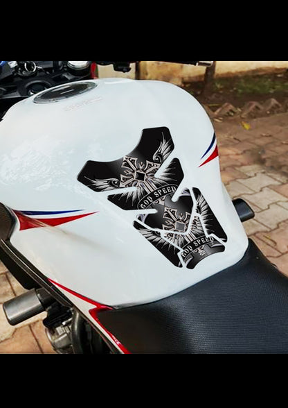 Motor Bike Tank Pad Protector. Religious Range. God Speed Black. Universal Fit. Christian Motor Bike Tank Pad.