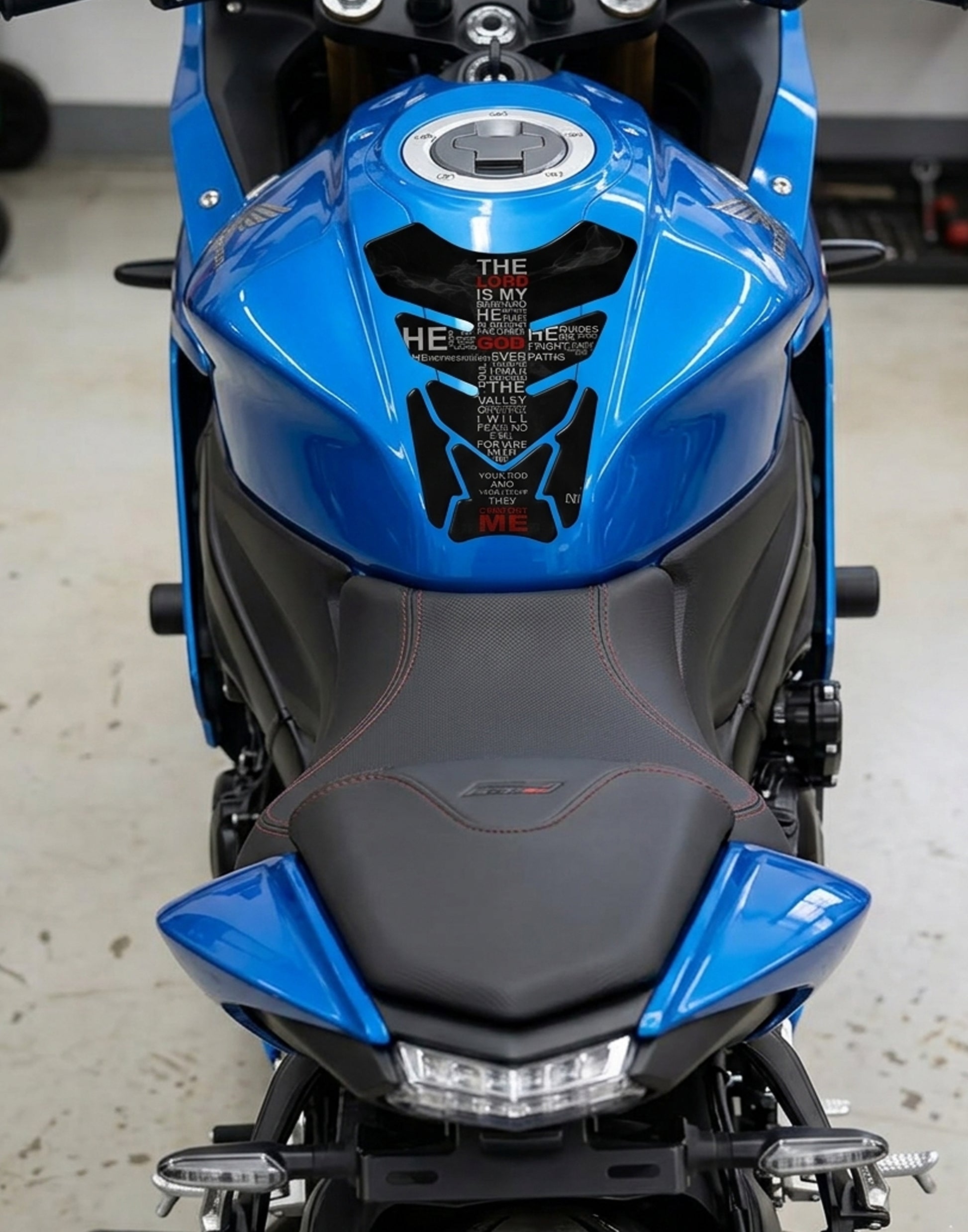 Motor Bike Tank Pad.  Psalm 23 tank pad protector.