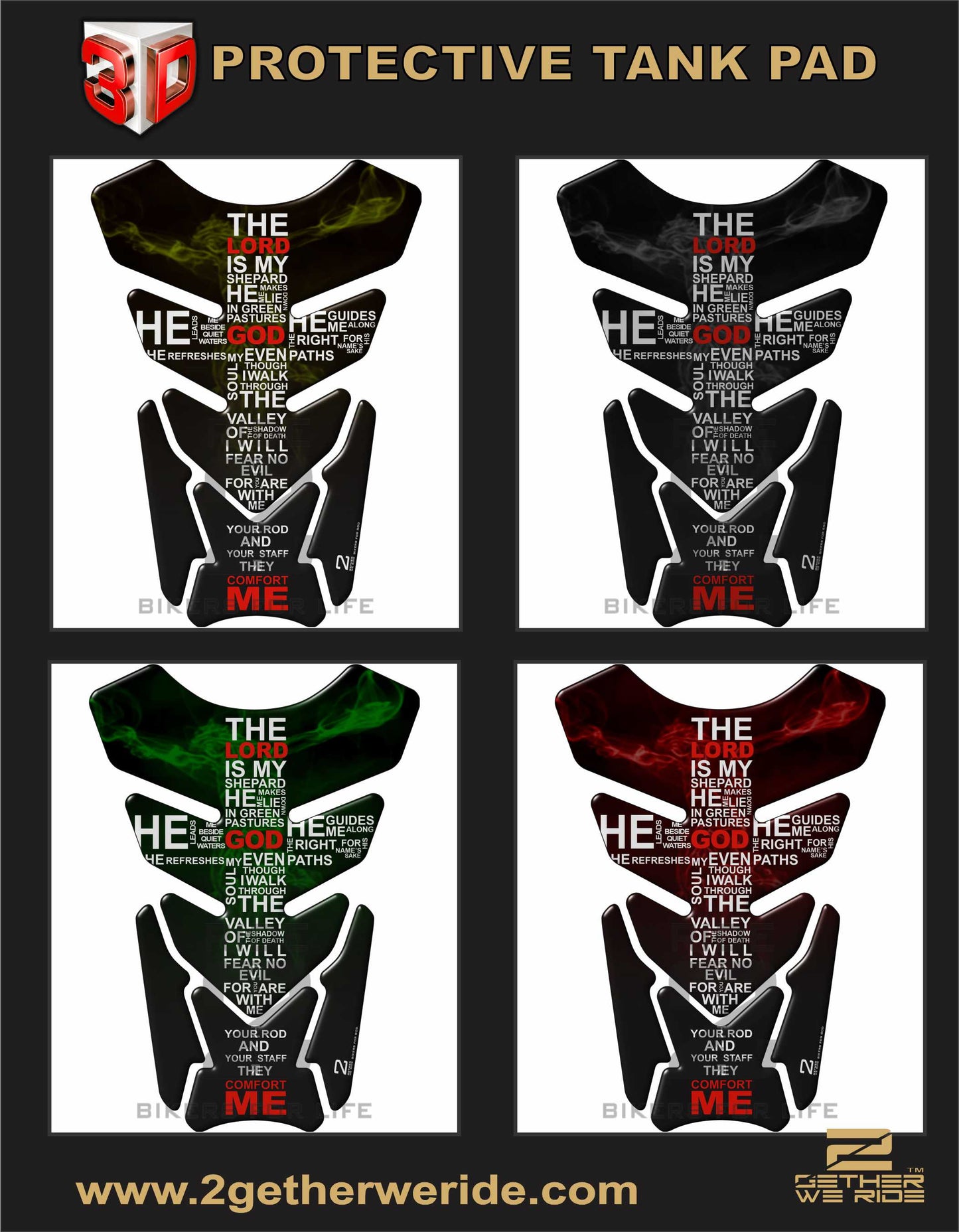 Religious Tank Pad Protector | Psalm 23 Motor Bike Tank Pad