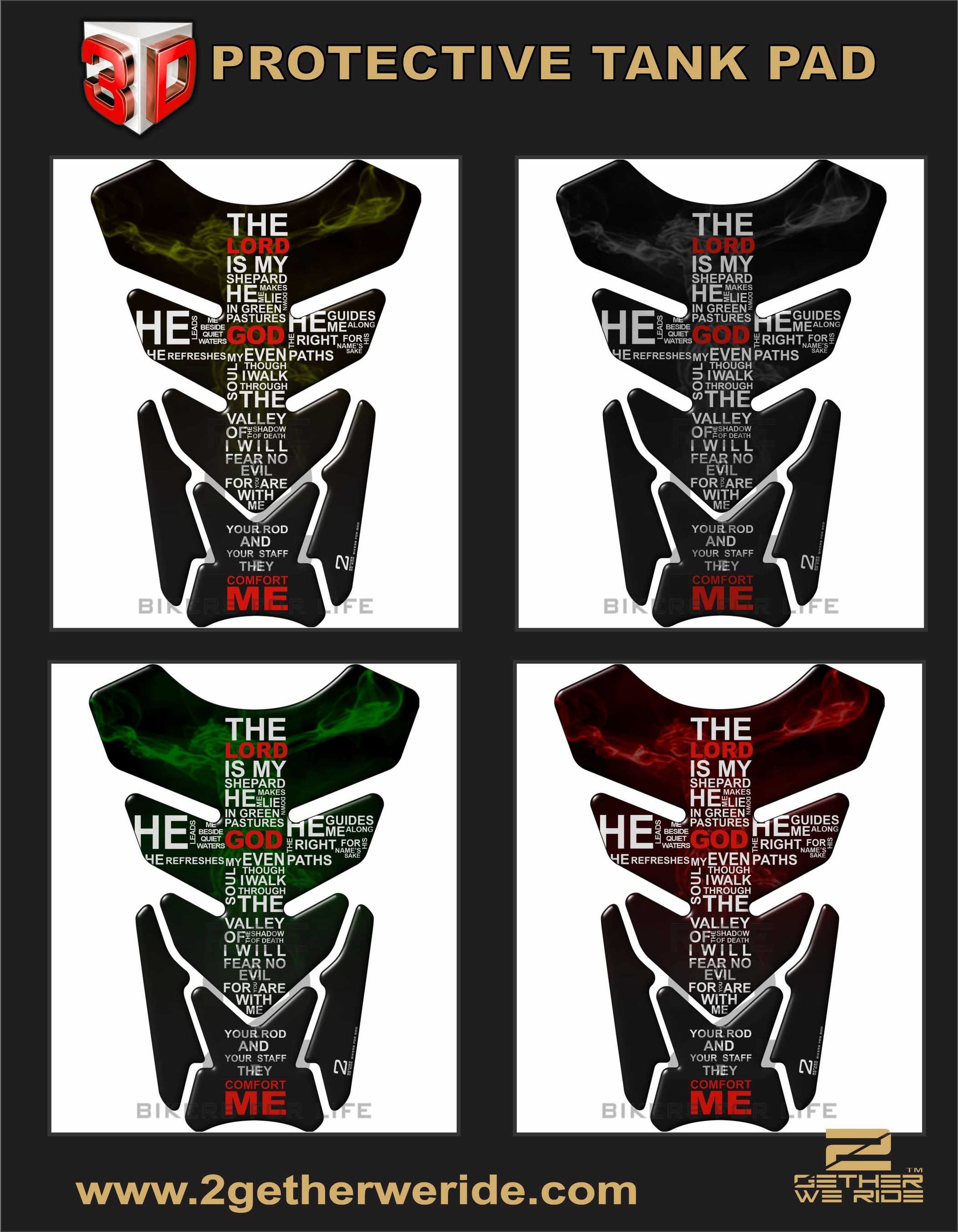 Motor Bike Tank Pad.  Psalm 23 tank pad protector.