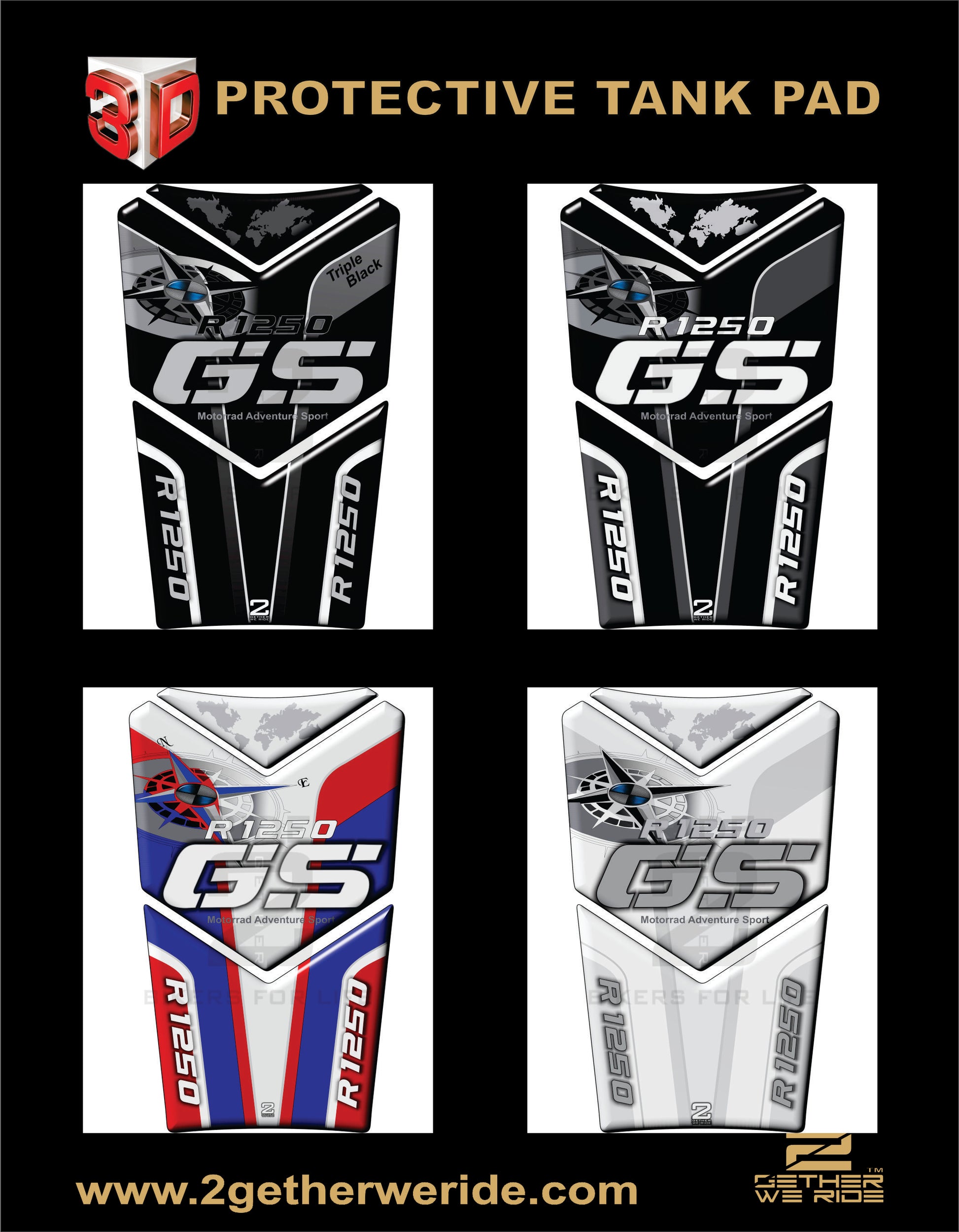 BMW R 1250 GS Adventure&nbsp; White Motor Bike Tank Pad / Protector - 2020 - 2021