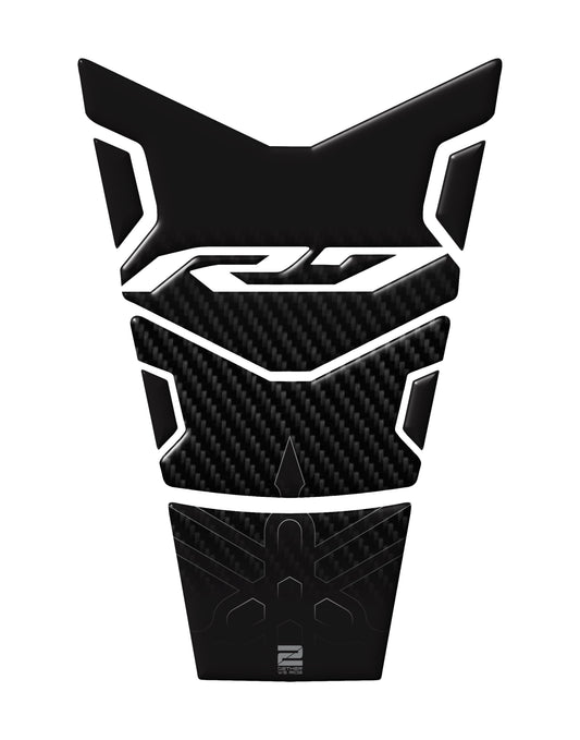 Yamaha R7 2021 -2024. Black Silver Grey and Carbon Fibre. Motor Bike Tank Pad Protectors.