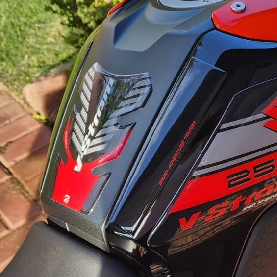 Motor Bike Tank Pad. Suzuki V-Strom 250  SX Black Carbon Fibre Tank Pad Protector.