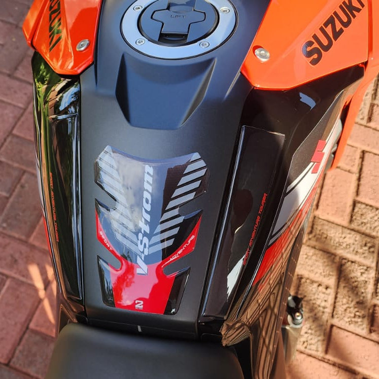Motor Bike Tank Pad. Suzuki V-Strom 250  SX Black Carbon Fibre Tank Pad Protector.