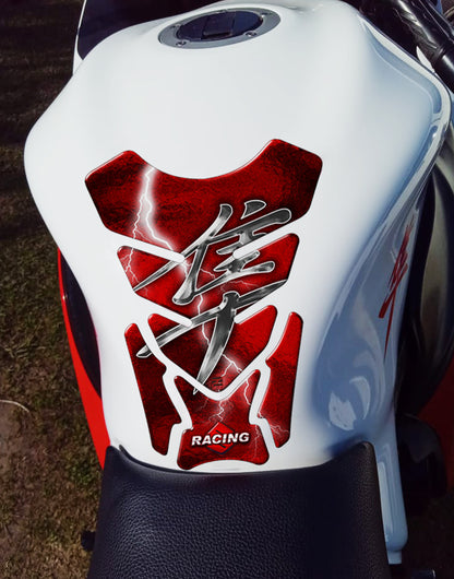 Suzuki Hayabusa Red and Silver Motor Bike Tank Pad Protector. 1999 - 2021. A universal fit Haya Busa Tank Pad.