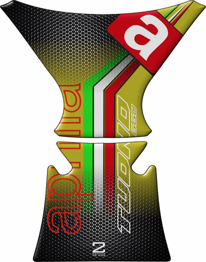 Aprilia  Tuono RS 660 Yellow Motor Bike Tank Pad. Yellow and Black Honey Comb Universal Fit  Bike Gas / Fuel Tank Pad / Protector
