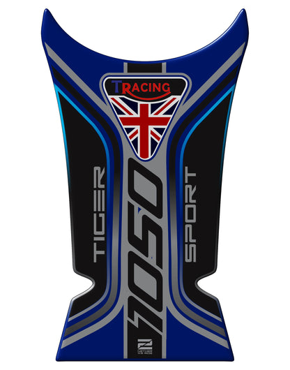 Triumph Tiger 1050 Motor Bike Tank Pad Protector.Universal Fit Blue and Black Triumph Motor Bike Tank Pad Protector.