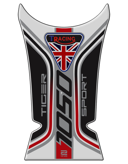 Triumph Tiger 1050 Motor Bike Tank Pad Protector.Universal Fit White and Red Triumph Motor Bike Tank Pad Protector