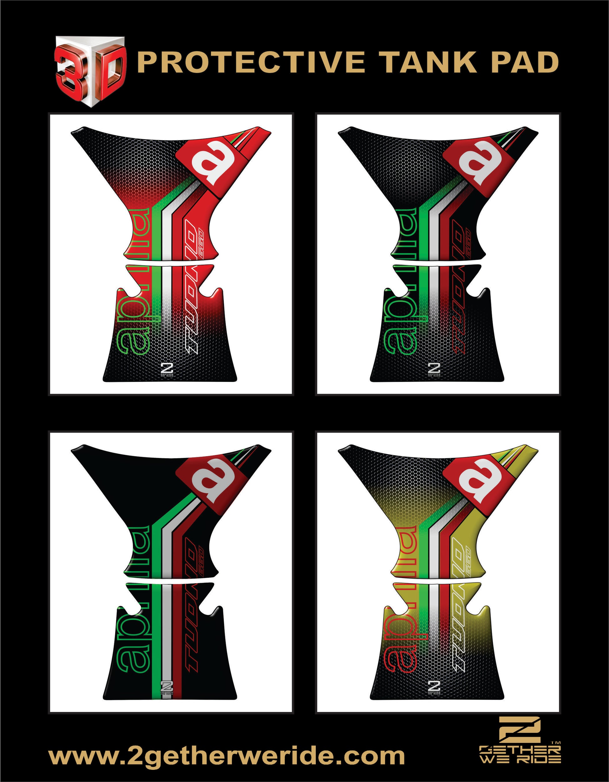 Aprilia &nbsp;RS 660 Factory Motor Bike Tank Pad . Black, Red and Black Carbon Fibre Universal Fit &nbsp;Bike Tank Pad / Protector 2023 -2025