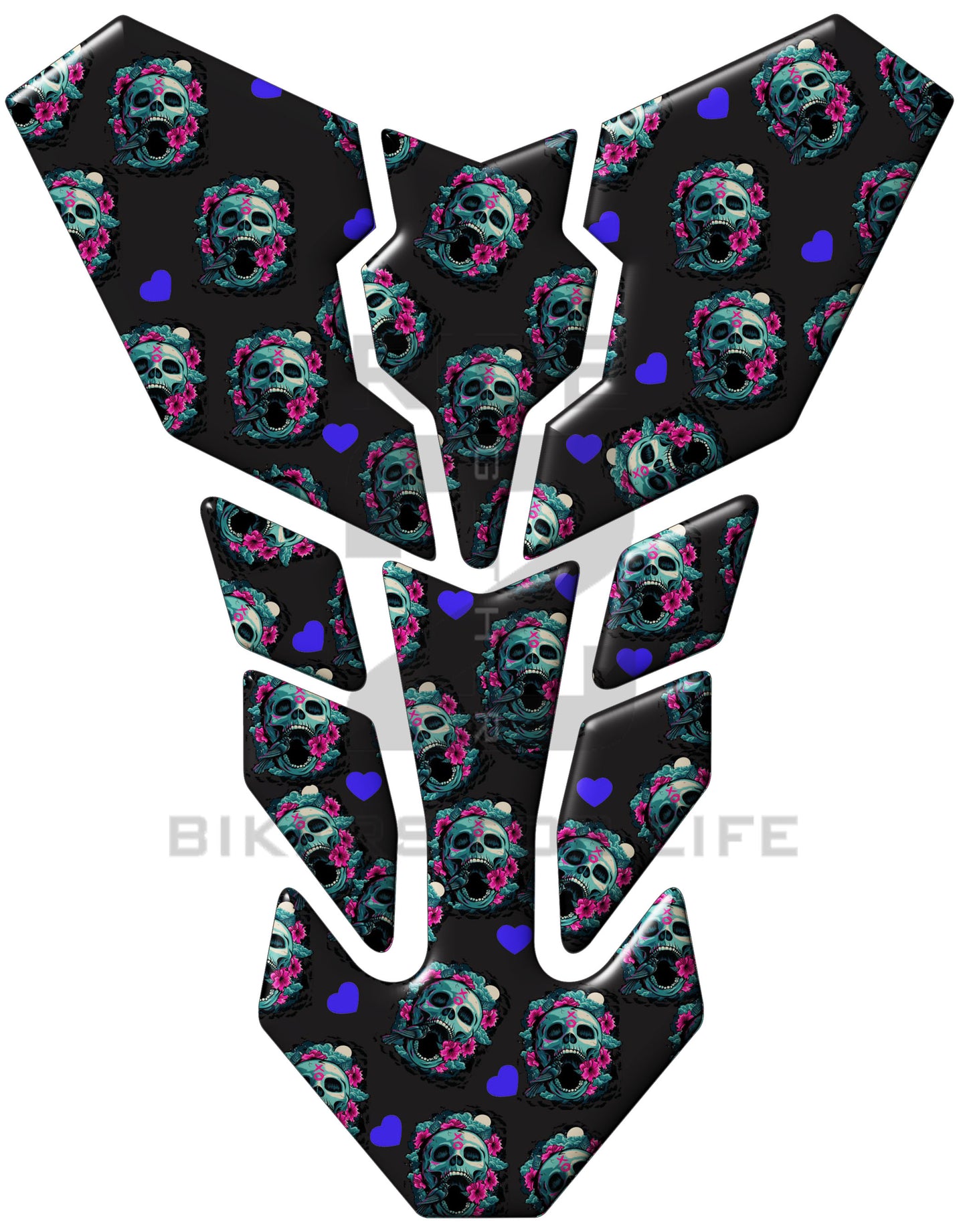 Day of the Dead Motor Bike Tank Pad Protector. A Street Pad which fits most motorcycles.