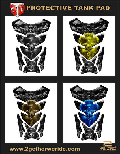 Green Bling Skull Motor bike Tank Pad Protector