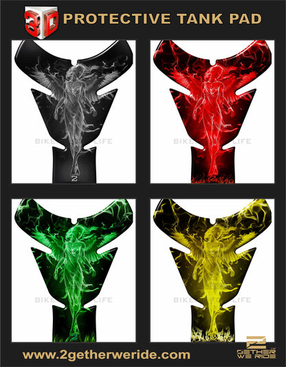 Yellow and Black Universal Fit Angelic Flaming Tank Pad Protector.