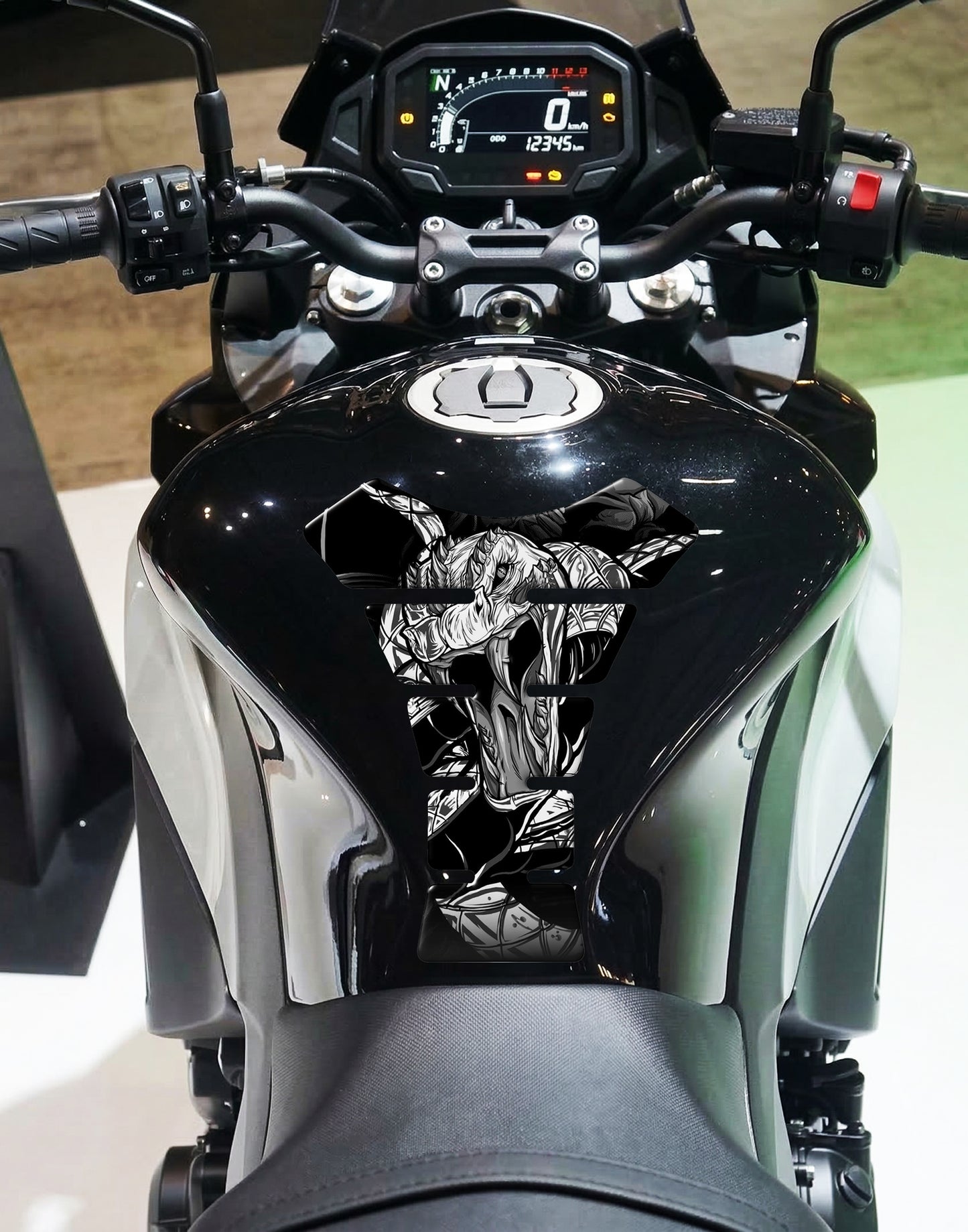 Black and White Viper motorbike tank protector