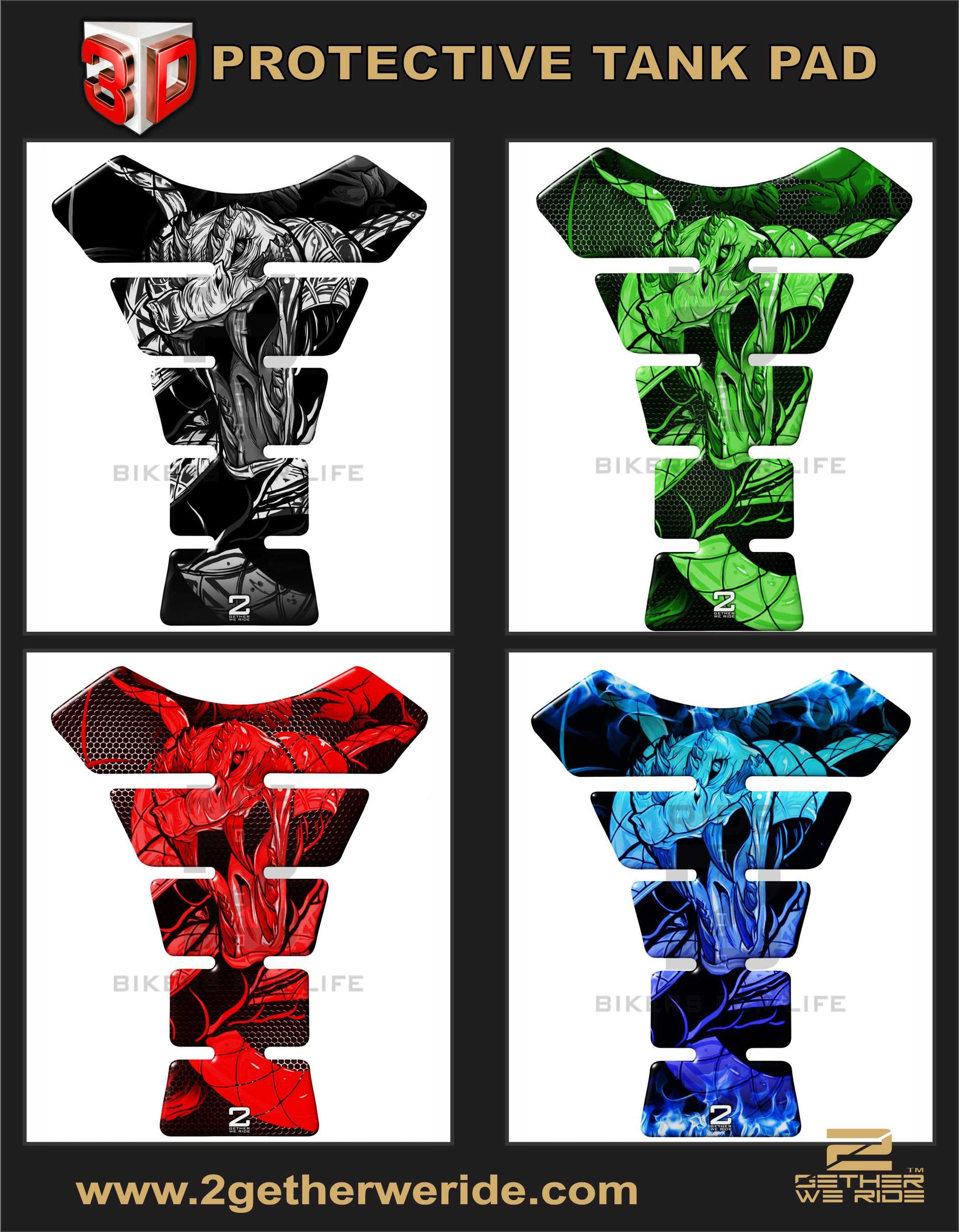 Black and Green Viper motor bike Tank Pad protector