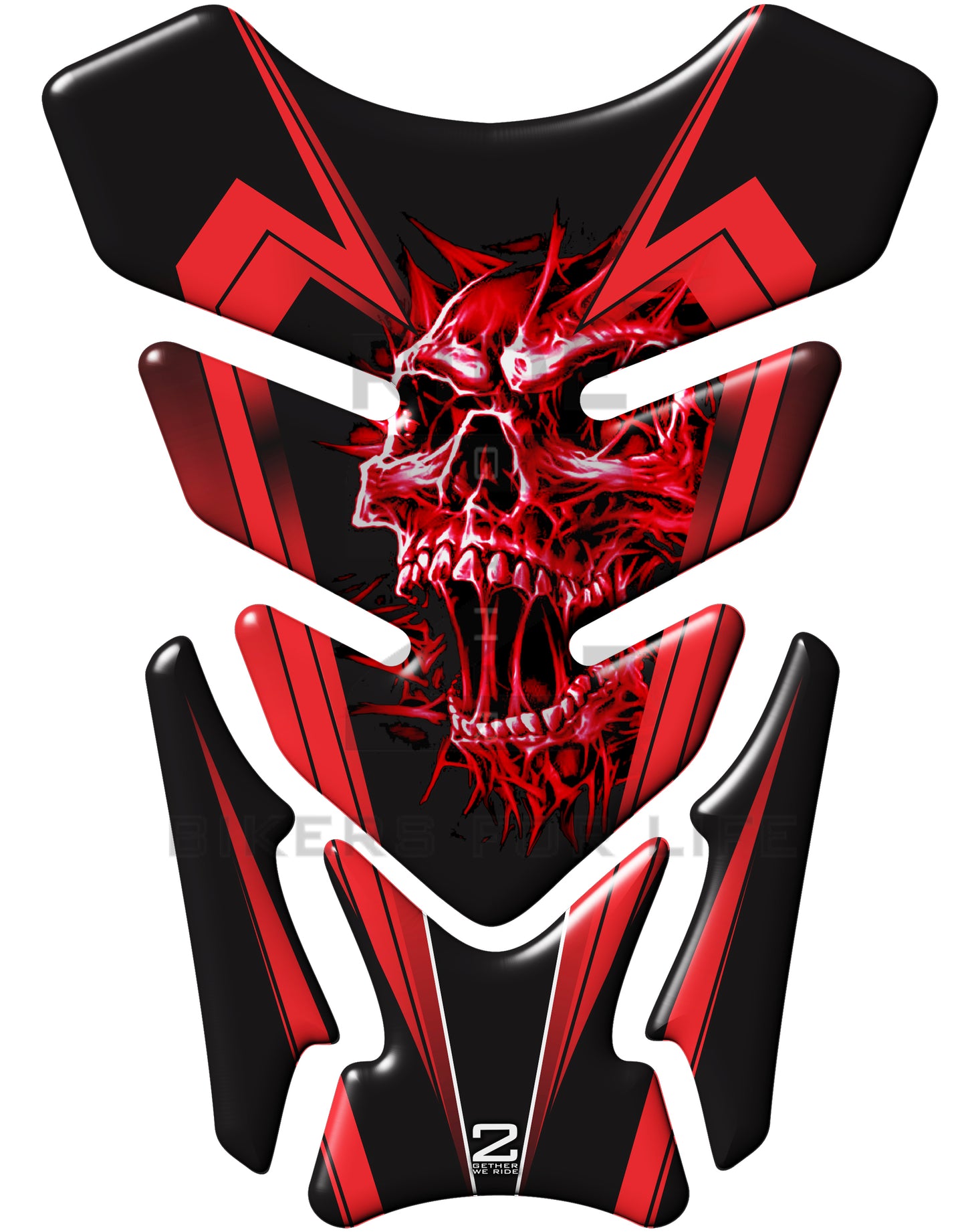 Universal Fit Red Screaming Skull Motor Bike Tank Pad Protector. A Street Pad which fits most motorcycles.