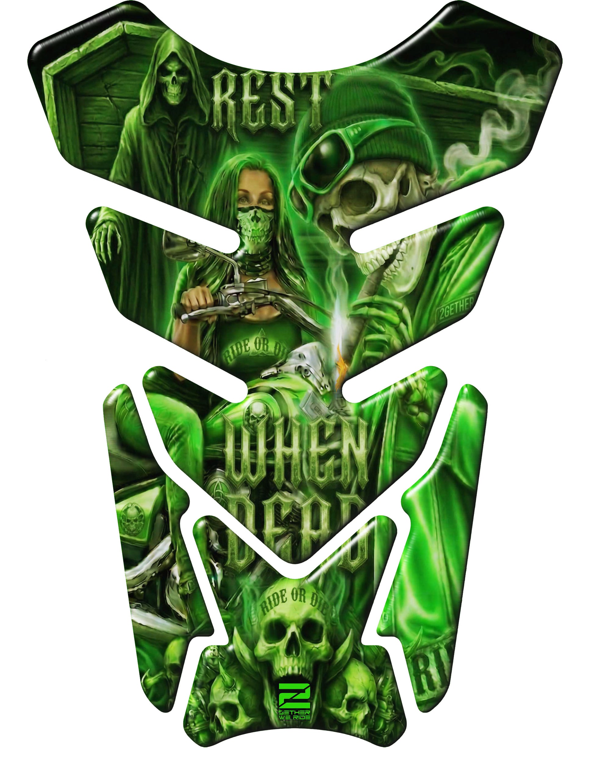 Ride or Die Green  Motor Cycle Tank Protector