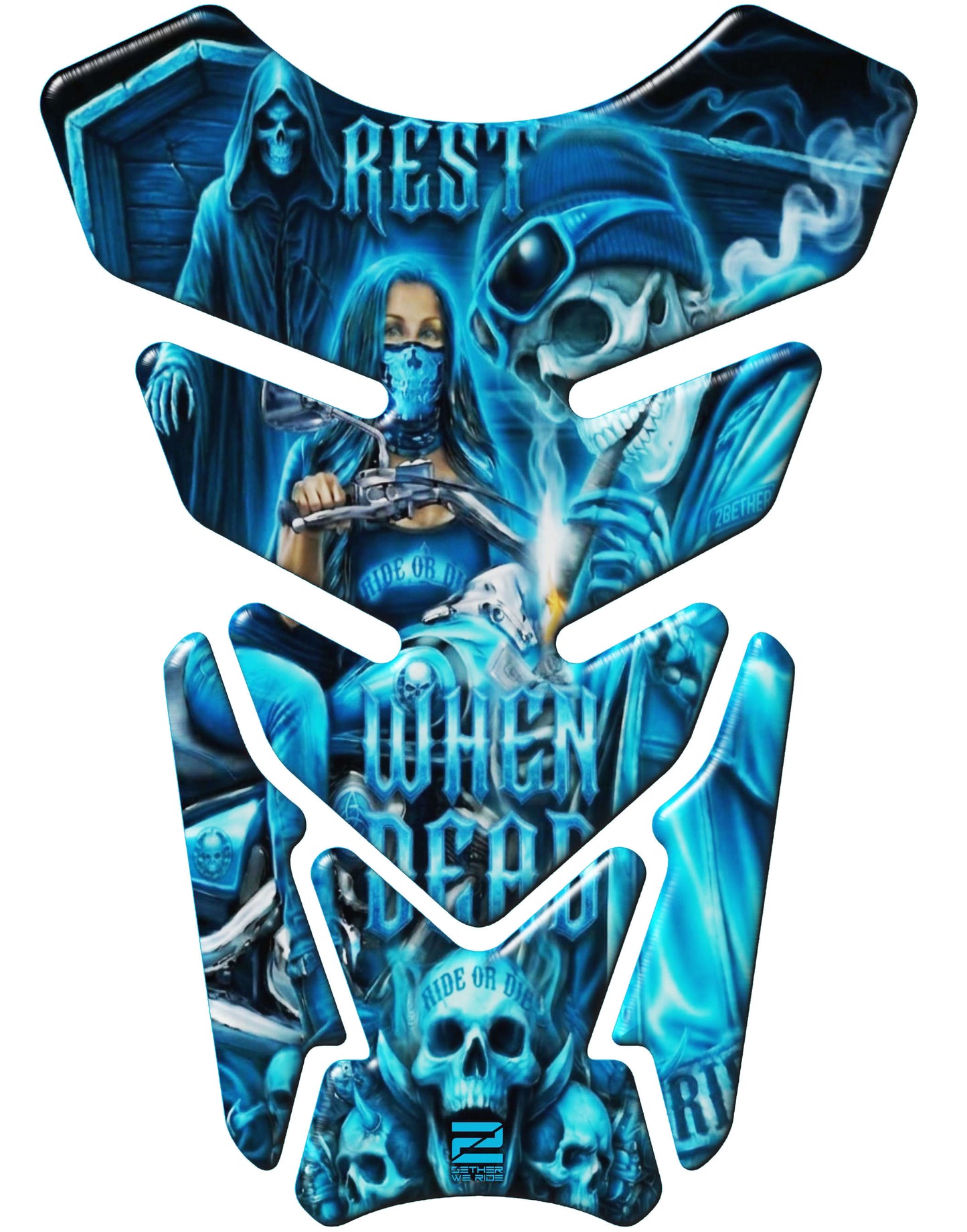 Ride or Die Blue Motorcycle Tank Protector