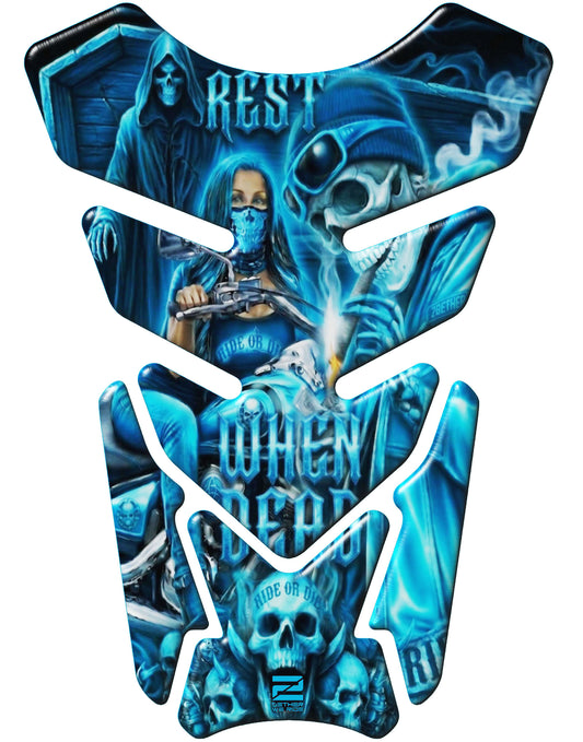 Ride or Die Blue Motorcycle Tank Protector