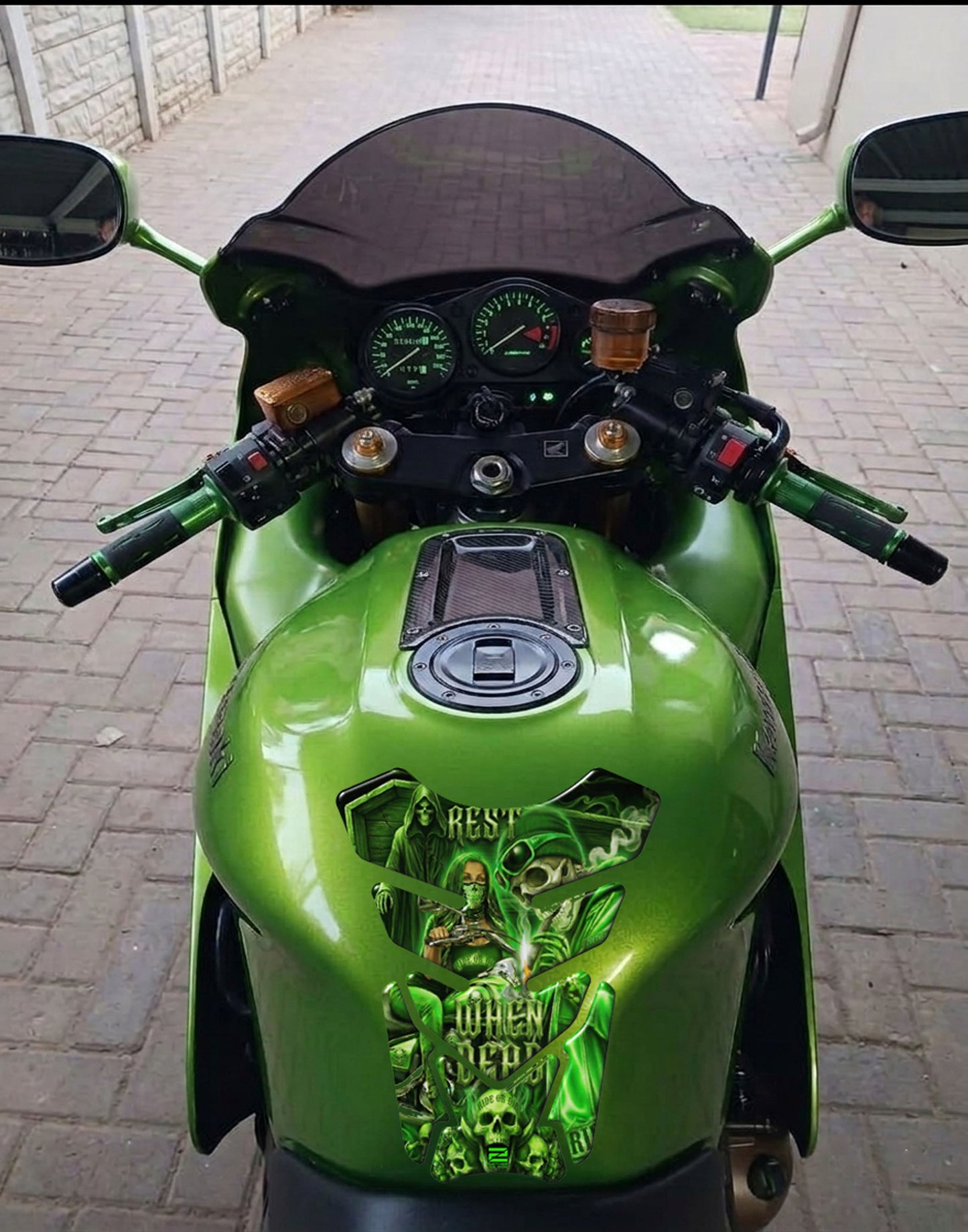 Ride or Die Green  Motor Cycle Tank Protector