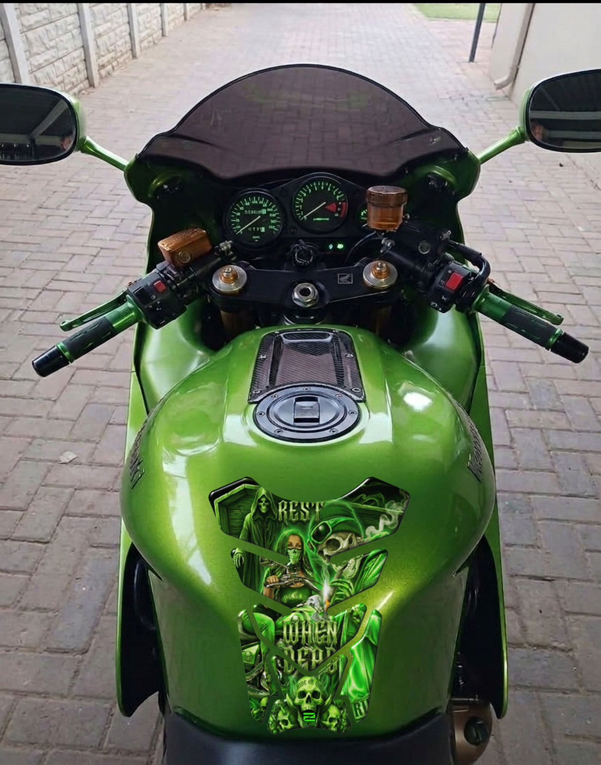 Ride or Die Green  Motor Cycle Tank Protector