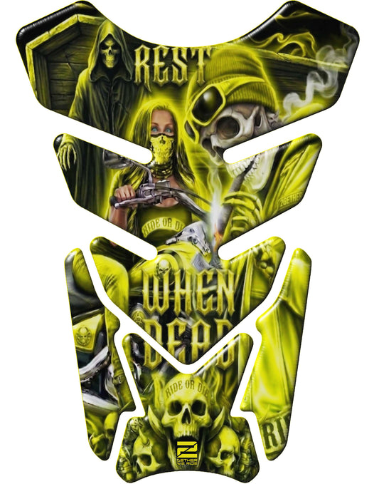 Ride or Die Yellow Motor cycle Tank Protector