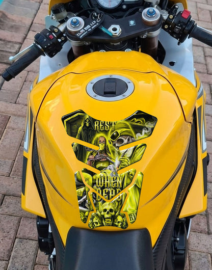 Ride or Die Yellow Motor cycle Tank Protector