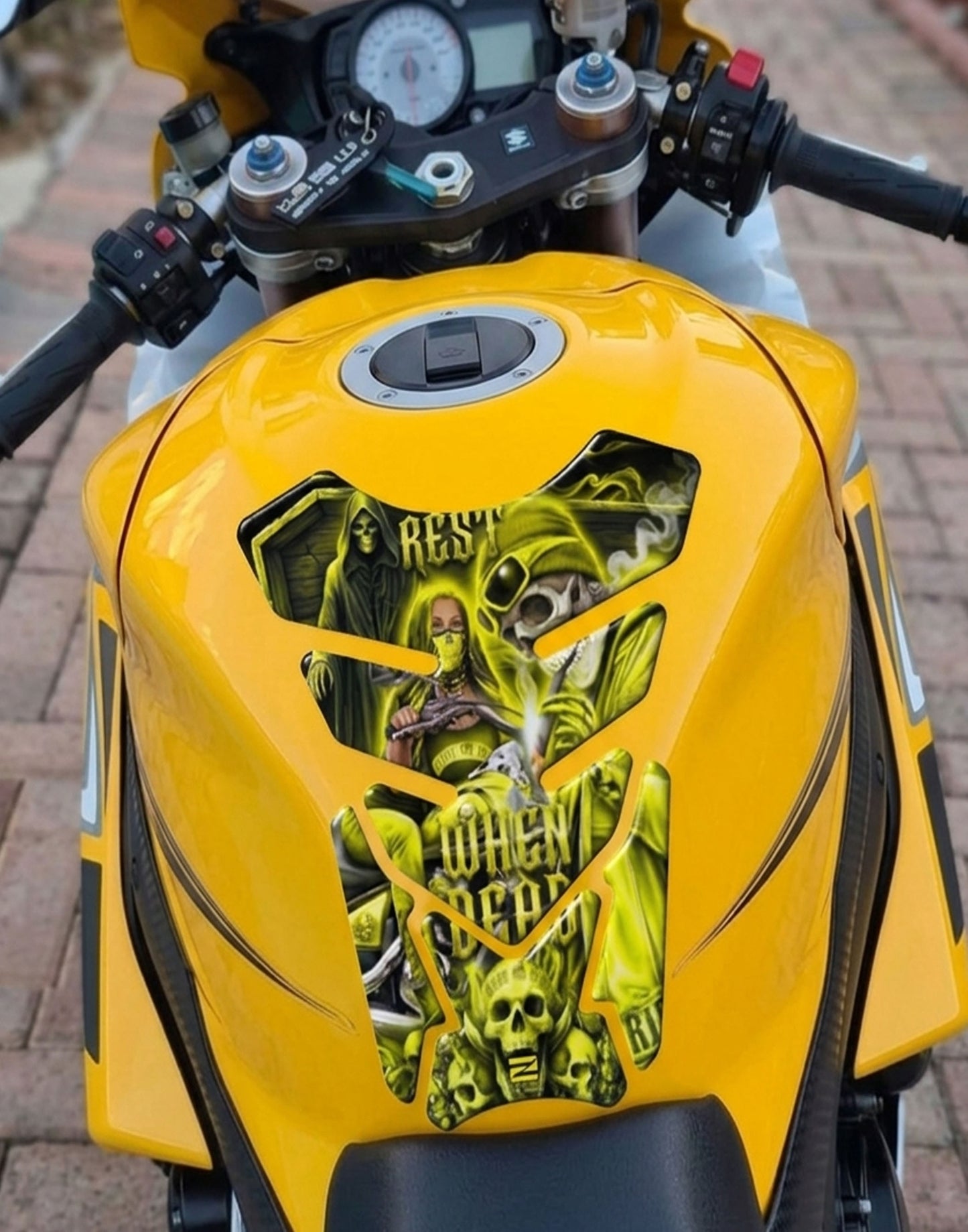 Ride or Die Yellow Motor cycle Tank Protector